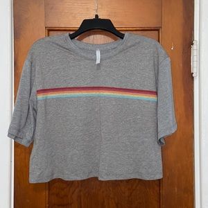 Fabletics Rainbow Strip Crop Top Size XL